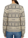 Women's Logo Wool Mix Cardigan Grey - GANNI - BALAAN 5