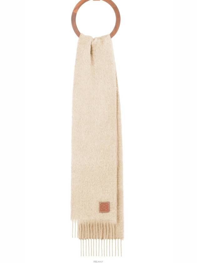 Anagram Fringe Mohair Scarf White - LOEWE - BALAAN 4