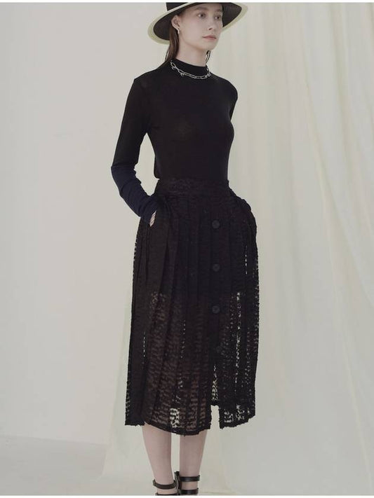 Button Pleated Skirt Black - IMIRK - BALAAN 2