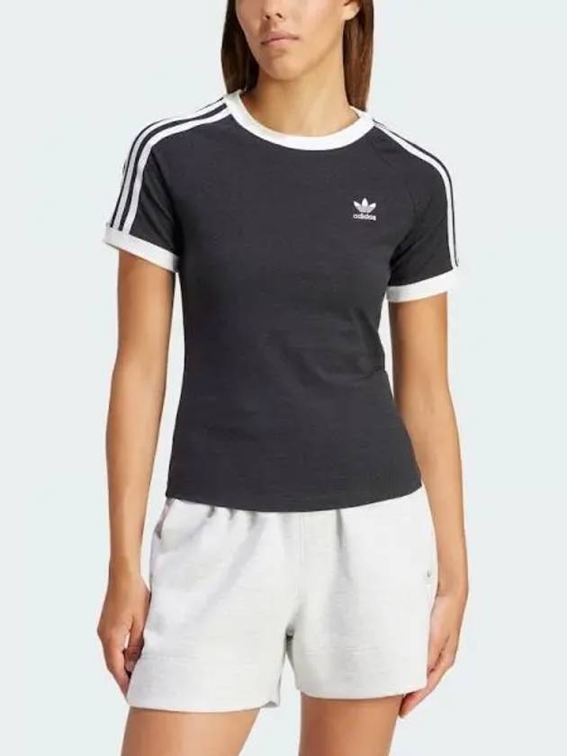 3 Stripe Slim Raglan Short Sleeved T-Shirt Black - ADIDAS - BALAAN 2