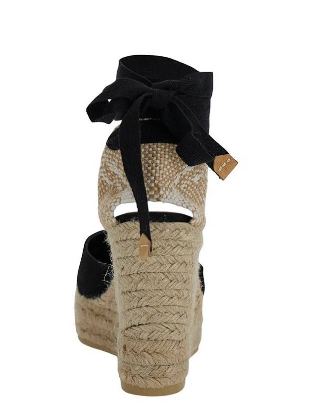 'Carina' Beige And Black Espadrille Wedge In Cotton And Rafia Woman - CASTANER - BALAAN 3