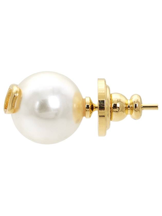 V Logo Pearl Earrings Gold - VALENTINO - BALAAN 4