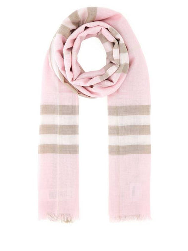 Lightweight Check Wool Silk Muffler Pink - BURBERRY - BALAAN 1