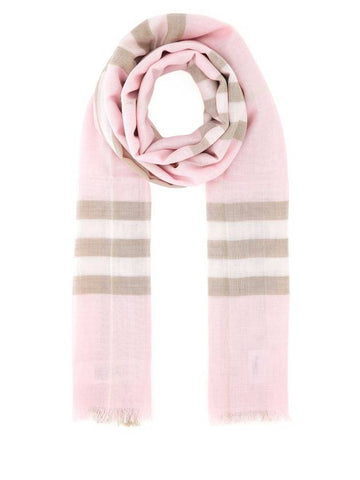 Light Check Wool Silk Muffler Pink - BURBERRY - BALAAN 1