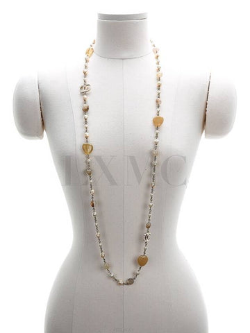 100th Anniversary Stone Long Necklace Pearl CC Logo Chain - CHANEL - BALAAN 1