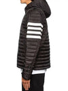 Matte Nylon 4-Bar Stripe Downfill Quilted Hoodie Padding Black - THOM BROWNE - BALAAN 6