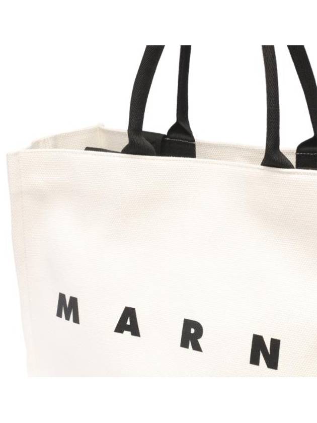 Logo Print Canvas Tote Bag White - MARNI - BALAAN 5