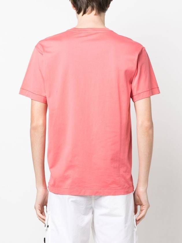 Logo Patch Cotton Short Sleeve T-Shirt Pink - STONE ISLAND - BALAAN 6