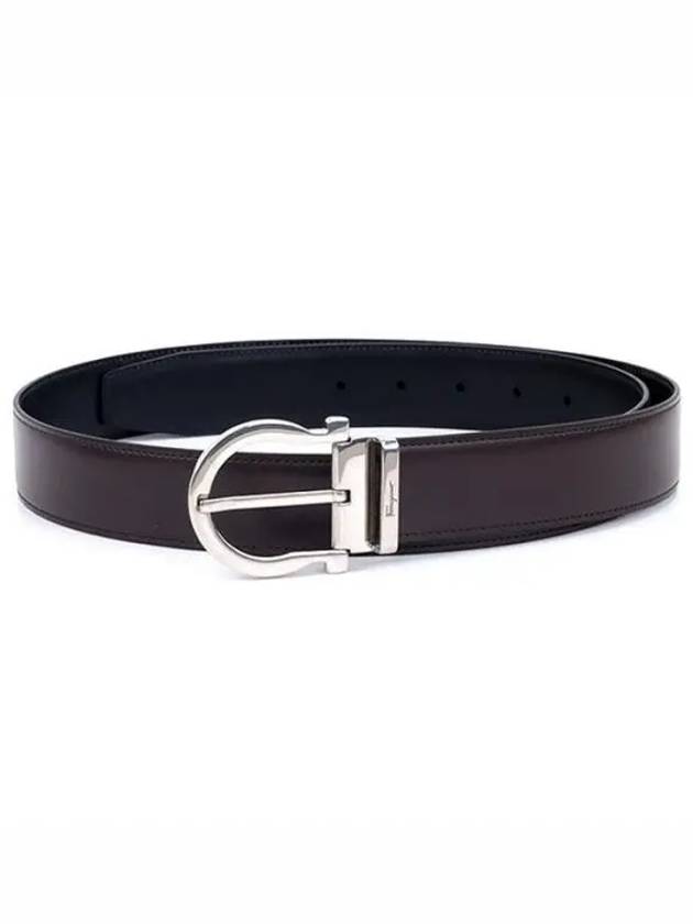 Gancini Reversible Leather Belt Brown - SALVATORE FERRAGAMO - BALAAN 2