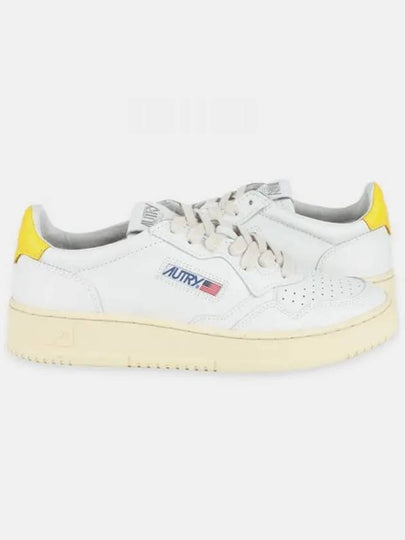 Women's Medalist Leather Low Top Sneakers White Yellow - AUTRY - BALAAN 2