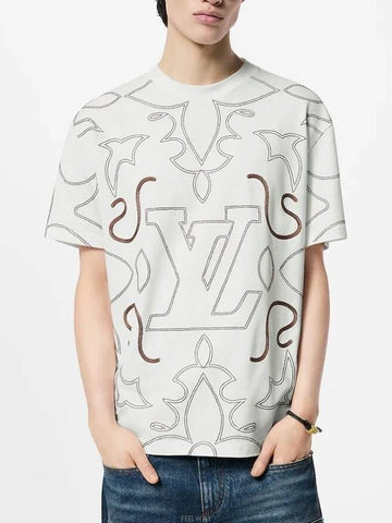 1AFWVO Embroidered Cotton T Shirt - LOUIS VUITTON - BALAAN 1