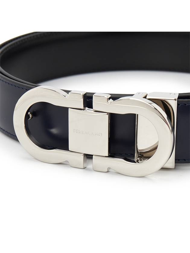 Gancini Reversible Leather Belt Midnight Blue - SALVATORE FERRAGAMO - BALAAN 7