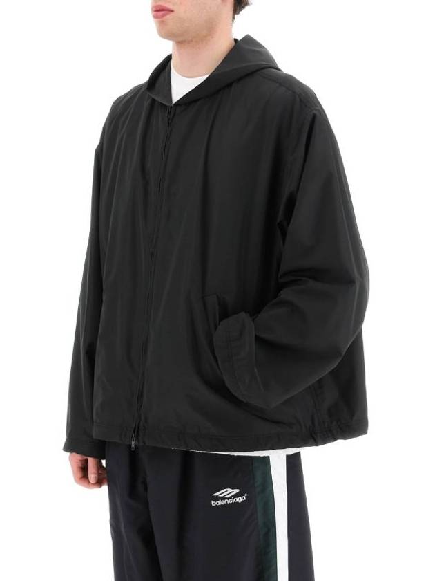 Logo Print Hooded Windbreaker Black - BALENCIAGA - BALAAN 5