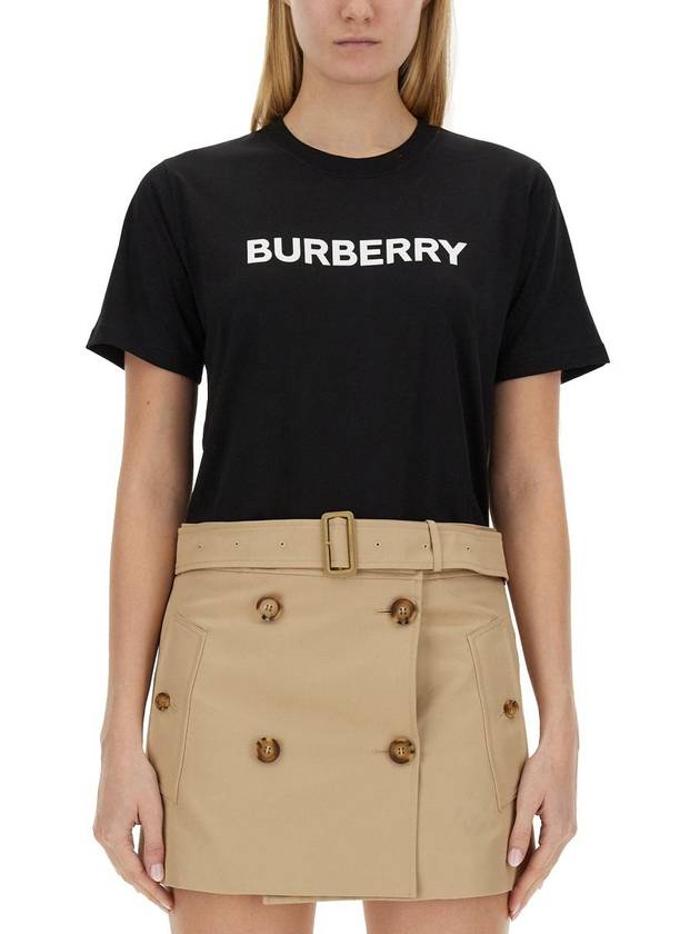 Logo Print Crew Neck Cotton Short Sleeve T-Shirt Black - BURBERRY - BALAAN 3