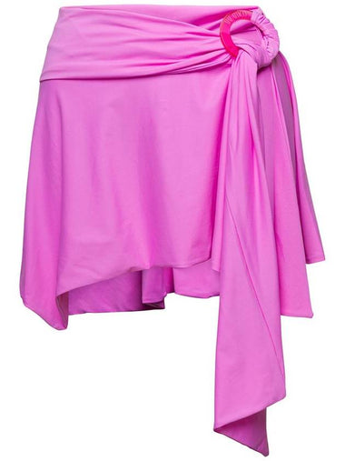 Asymmetric Miniskirt With Ruched Detailing In Pink Technical Fabric Woman - THE ATTICO - BALAAN 1