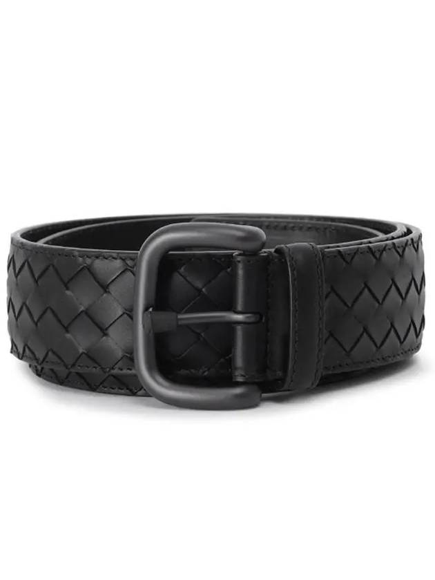 Men's Intrecciato Weaving Leather Belt Black - BOTTEGA VENETA - BALAAN 2