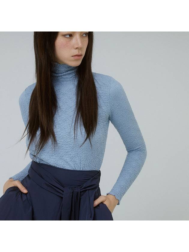 CREPE HIGHNECK PULLOVER TOP BL high tech blue - TIBAEG - BALAAN 3