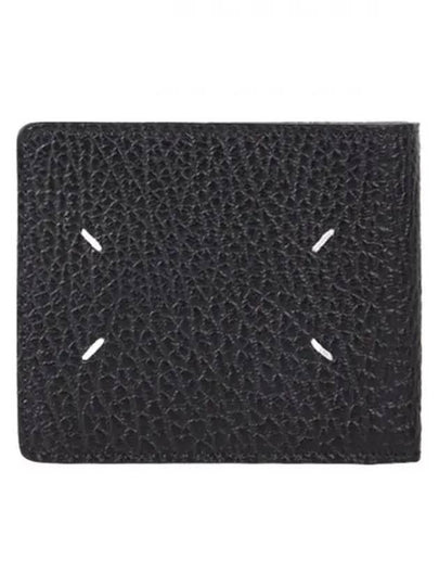 Stitched Leather Bifold Half Wallet Black - MAISON MARGIELA - BALAAN 2