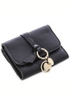 Alphabet Grain Leather Flap Small Half Wallet Black - CHLOE - BALAAN 2