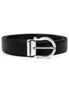 Gancini Reversible Leather Belt Black - SALVATORE FERRAGAMO - BALAAN 4