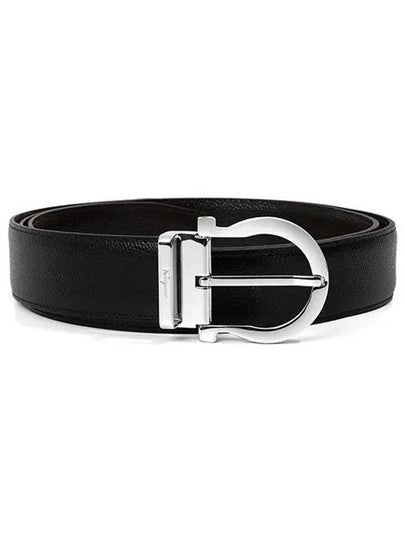 Gancini Reversible Leather Belt Black - SALVATORE FERRAGAMO - BALAAN 2