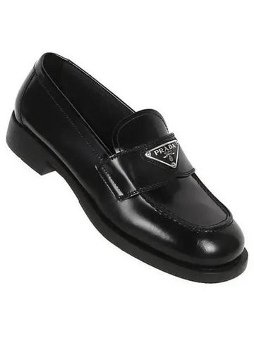 Triangular logo brushed leather loafer 270567 - PRADA - BALAAN 1