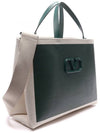 Signature V Logo Canvas Leather Tote Bag Natural Green - VALENTINO - BALAAN 4