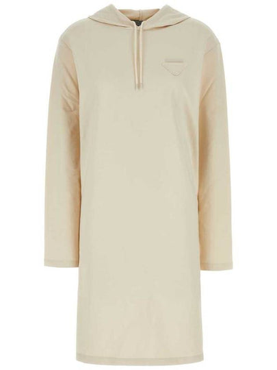 Stretch cotton fleece hooded midi dress natural - PRADA - BALAAN 2