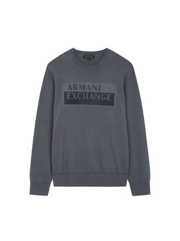 Men s taping embossed logo knit dark gray - ARMANI EXCHANGE - BALAAN 1