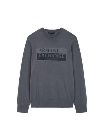 Men s taping embossed logo knit dark gray - ARMANI EXCHANGE - BALAAN 1