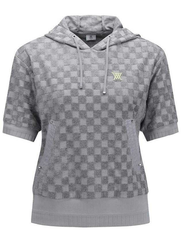 WOMEN TERRY CHECK BOARD HOODIE SHORT T SHIRTGR - ANEWGOLF - BALAAN 1