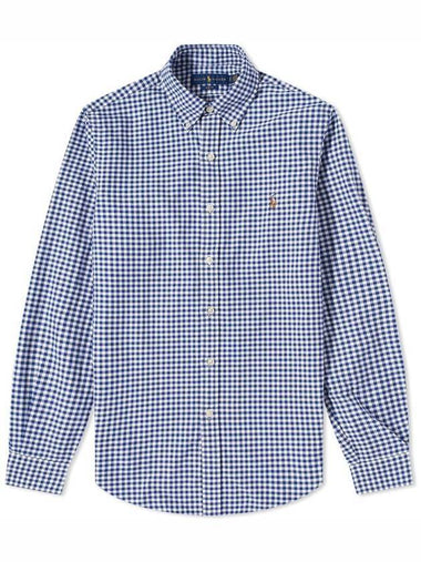 Men's Button Down Check Oxford Long Sleeve Shirt Royal White - POLO RALPH LAUREN - BALAAN 1