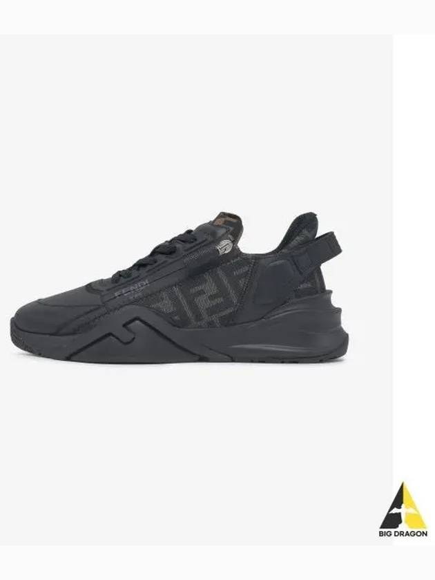 Flow FF Jacquard Leather Running Low Top Sneakers Black - FENDI - BALAAN 2