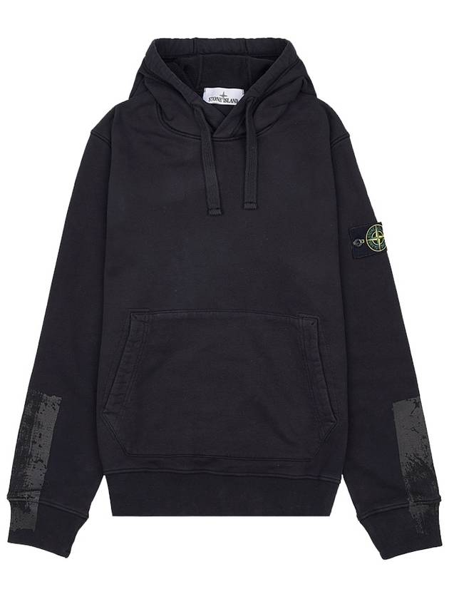 Logo Patch Brushed Cotton Hoodie Black - STONE ISLAND - BALAAN 11