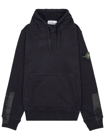 Logo Patch Brushed Cotton Hoodie Black - STONE ISLAND - BALAAN 2