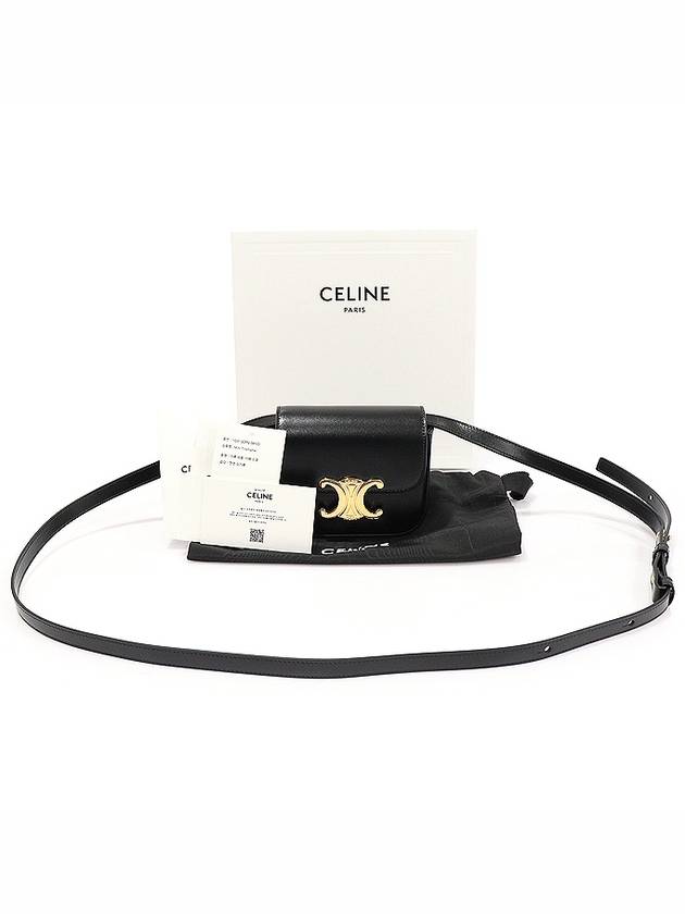 10I513DPV 38NO Black Shiny Calfskin Gold Mini Triope Claude Shoulder Bag - CELINE - BALAAN 2