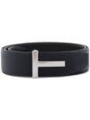 T Icon Reversible Leather Belt Dark Navy Black - TOM FORD - BALAAN 1