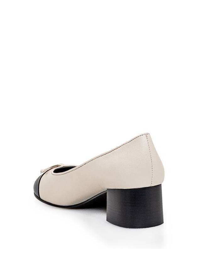 Contrasting Cap Toe Leather Pumps Light Cream - TORY BURCH - BALAAN 4