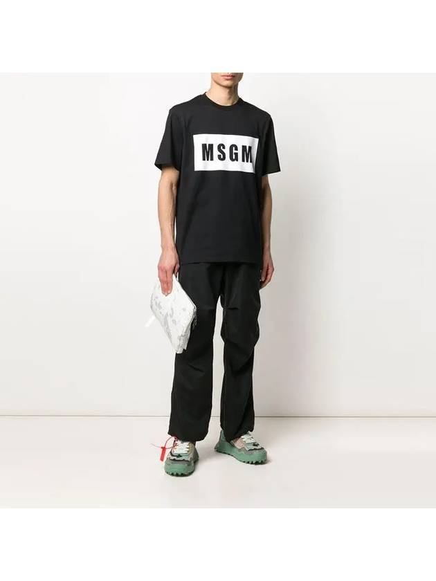 Box Logo Print Cotton Short Sleeve T-Shirt Black - MSGM - BALAAN 4