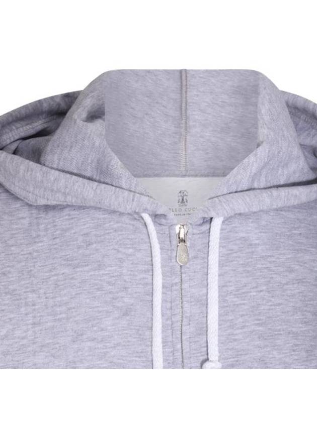 Tech Cotton Zip-Up Hoodie Heather Grey - BRUNELLO CUCINELLI - BALAAN 4