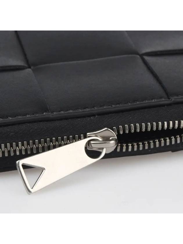Maxi Intrecciato Zipper Around Halfwallet Black - BOTTEGA VENETA - BALAAN 5