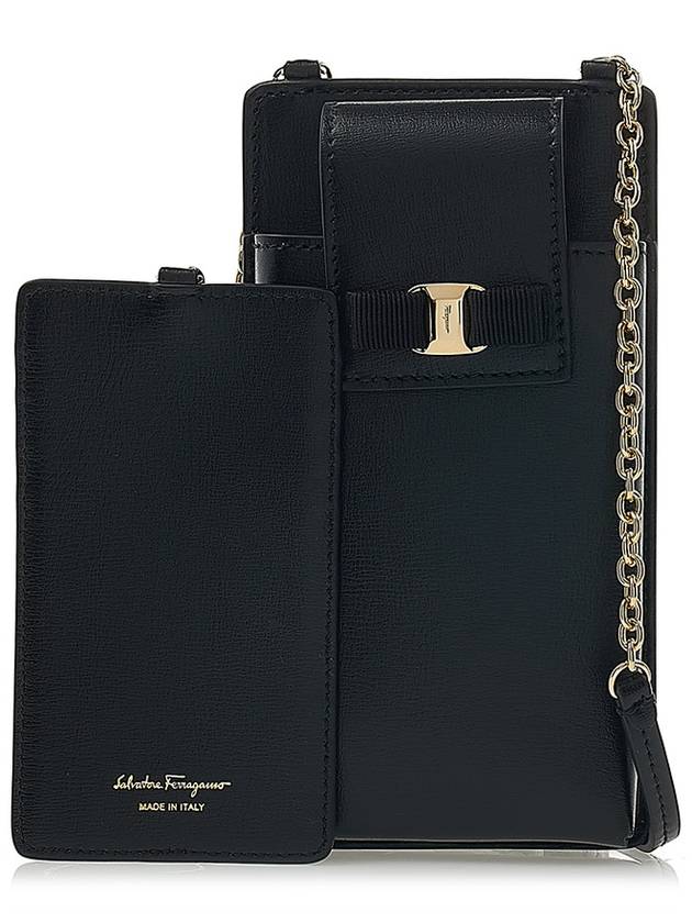 Salvatore Vara Bow Calfskin Phone Case Black - SALVATORE FERRAGAMO - BALAAN 2