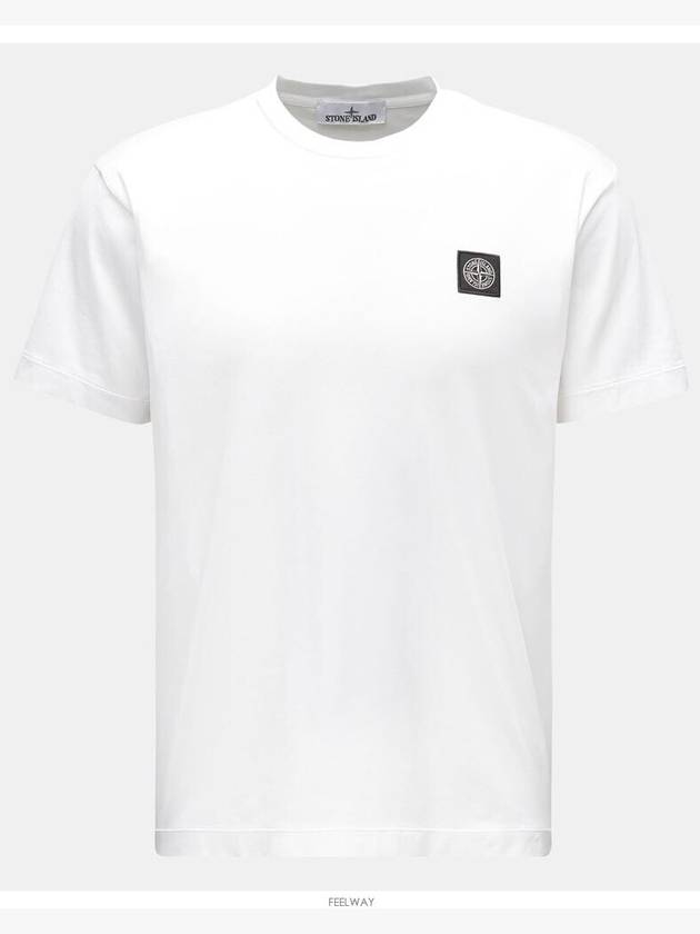 Logo Patch Cotton Short Sleeve T-Shirt White - STONE ISLAND - BALAAN 2