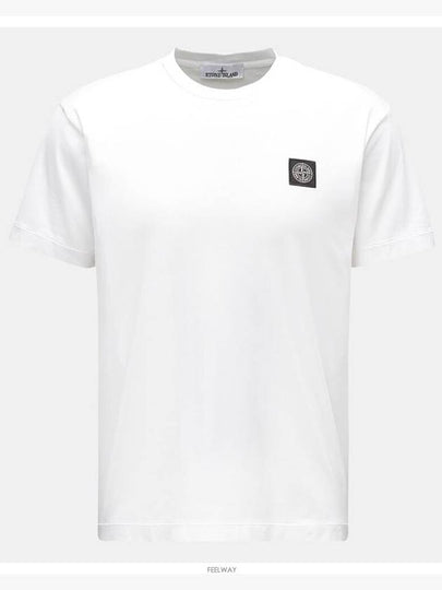 Logo Patch Cotton Short Sleeve T-Shirt White - STONE ISLAND - BALAAN 2