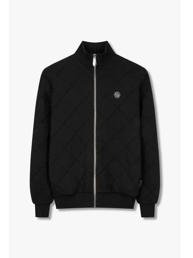 Men s Embossed Argyle Pattern High Neck Jacket Black - PHILIPP PLEIN - BALAAN 1