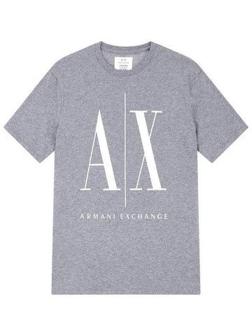 ICON Collection Big Logo Graphic Short Sleeve T Shirt Gray - ARMANI EXCHANGE - BALAAN 1