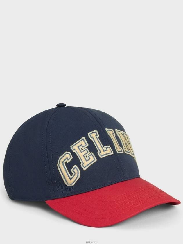 Cotton College Ball Cap Navy Red - CELINE - BALAAN 3