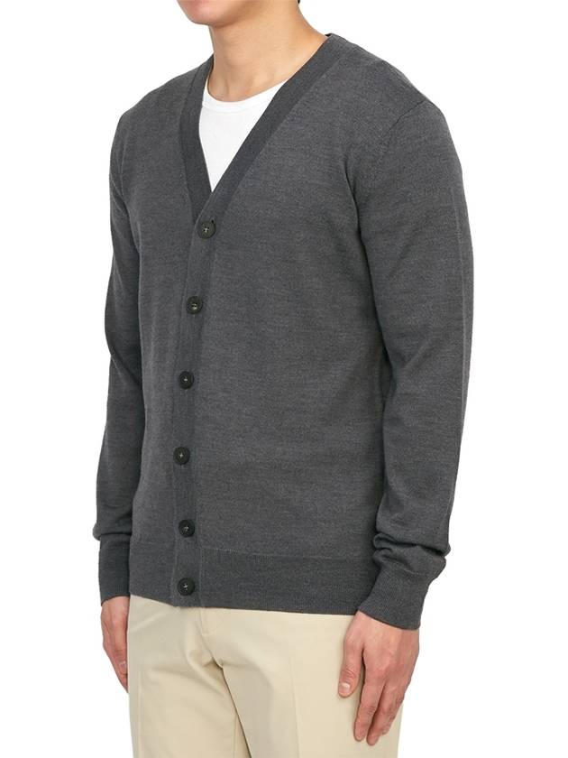 Samuel V-Neck Wool Cardigan Dark Grey - A.P.C. - BALAAN 3