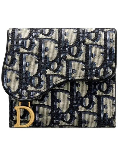 Saddle Lotus Wallet Blue  Oblique Jacquard - DIOR - BALAAN 1