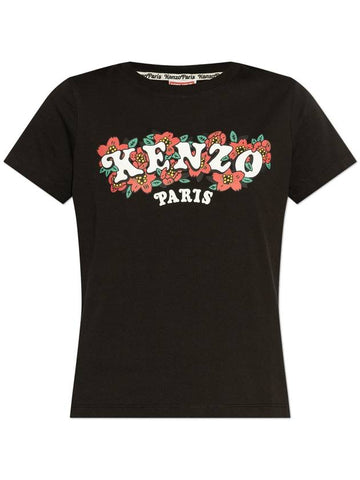 Kenzo T-shirt With Print, Women's, Black - KENZO - BALAAN 1